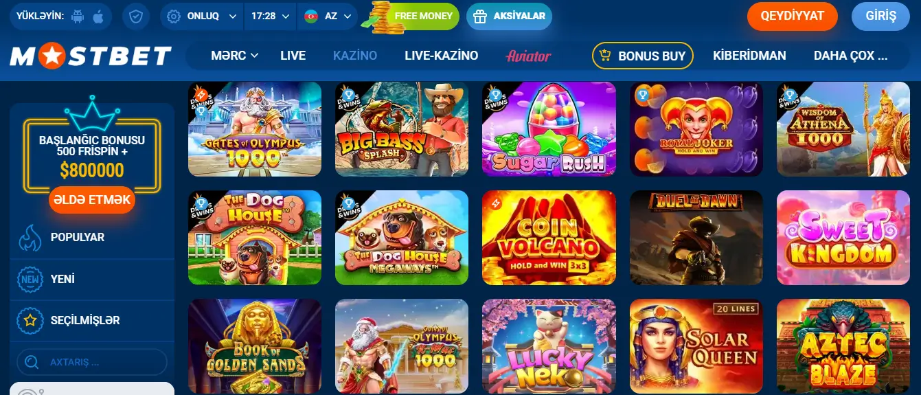 Mostbet populyar slotlar