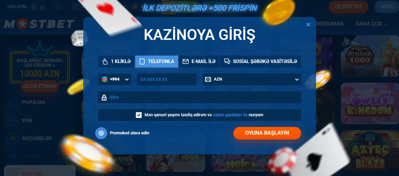 Mostbet qeydiyyat və giriş